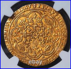 1351, England, Edward III of Windsor. Beautiful & Rare Gold Noble Coin. NGC AU+