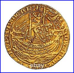 1351, England, Edward III of Windsor. Beautiful & Rare Gold Noble Coin. NGC AU+