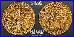 1351, England, Edward III of Windsor. Beautiful & Rare Gold Noble Coin. NGC AU+