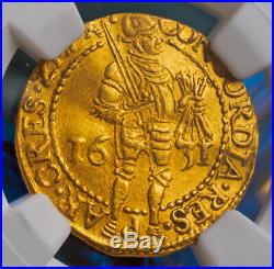 1631, Netherlands, Zeeland. Beautiful Dutch Gold Knight Ducat Coin. NGC AU53