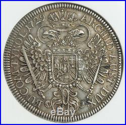 1729, Austria, Emperor Charles VI. Beautiful Silver Thaler Coin. Hall! NGC AU58