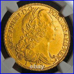 1757, Brazil, Prince Jose I. Beautiful Gold 6400 Reis (Peca) Coin. NGC AU-55