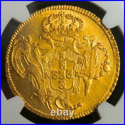 1757, Brazil, Prince Jose I. Beautiful Gold 6400 Reis (Peca) Coin. NGC AU-55