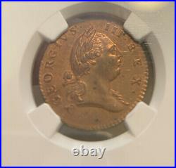 1773 Virginia Half Penny NGC MS62RB With Period. Beautiful Coin