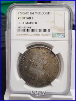 1793 Mo FM 8 Reales NGC VF DETAILS CHOPMARKED Beautiful 229 Year Old Coin
