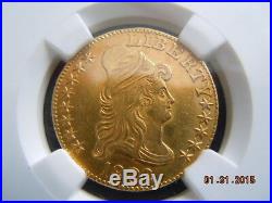 1802/1 Draped Bust 5.00 Gold Half Eagle, Ngc Graded Unc Details! Beautiful Coin