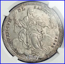 1802, Vatican, Pope Pius VII. Beautiful Large Silver Scudo Coin. NGC AU-55
