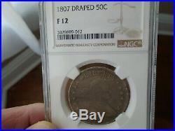 1807 Draped Bust Half Dollar NGC F12 Beautiful Bronze Toned Coin
