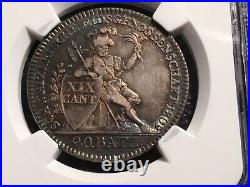 1809 switzerlnd 20B AARGAU NGC Au 50 beautiful toning Silver Coin
