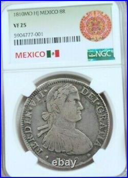 1810 Mo HJ MEXICO SILVER 8 REALES FERDINAND VII NGC VF 25 SCARCE BEAUTIFUL COIN