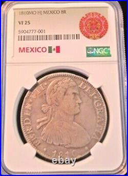 1810 Mo HJ MEXICO SILVER 8 REALES FERDINAND VII NGC VF 25 SCARCE BEAUTIFUL COIN