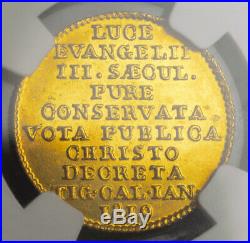 1819, Switzerland, Zurich (City). Beautiful Gold Zwingli Ducat Coin. NGC MS63