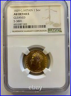 1829 Gold Sovereign. A beautiful George IV almost uncirculated, NGC Graded Coin