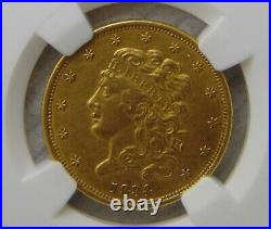 1834 Classic Head Gold Dollar $5 Half Eagle, NGC AU 55 Beautiful Coin