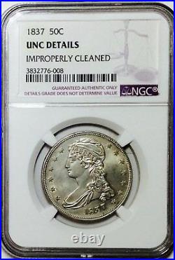1837 Half Dollar Reeded Edge NGC UNC Details Beautiful Coin