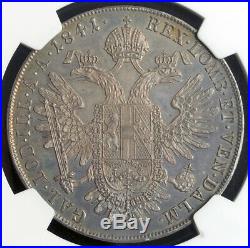 1841, Austria, Emperor Ferdinand I. Beautiful Silver Thaler Coin. NGC MS-62