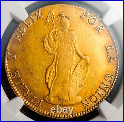 1845, Peru (Republic). Beautiful Large Gold 8 Escudos Coin. (27gm!) NGC AU-53