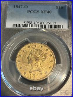 1847-O LIBERTY GOLD EAGLE $10 BEAUTIFUL COIN NGC XF40 RARE Looks AU+! Original