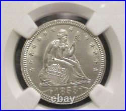 1853 Arrows & Rays Seated Liberty Quarter NGC MS 64 Beautiful Coin! 002