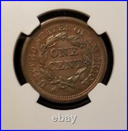 1853 Braided Hair Large Cent 1c Ngc Au 58 Bn High Grade Beautiful Coin