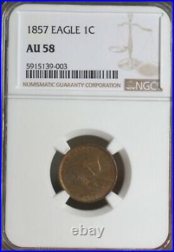 1857 Flying Eagle Cent NGC AU 58 BEAUTIFUL COIN