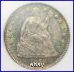 1858 Liberty Seated Half Dime NGC MS65 Beautiful flashy coin with color