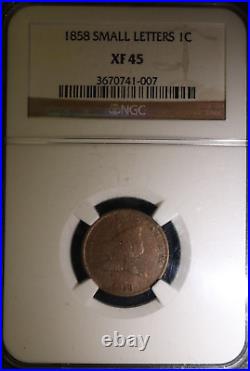 1858 NGC XF45 Small Letters Flying Eagle Cent Beautiful Scarce Old Coin