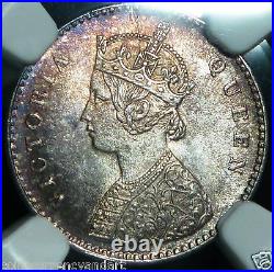 1862 NGC UNCIRCULATED MS-64 India 2 Anna TONED BEAUTIFUL COIN