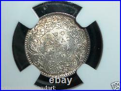1862 NGC UNCIRCULATED MS-64 India 2 Anna TONED BEAUTIFUL COIN