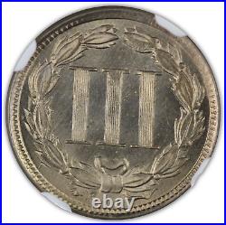 1865 3CN Three Cent Nickel NGC MS66 Beautiful Coin With Nice Die Clashes