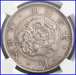 1870, Japan, Meiji Period. Beautiful Large Silver 1 Yen Coin. Type 1. NGC AU-58
