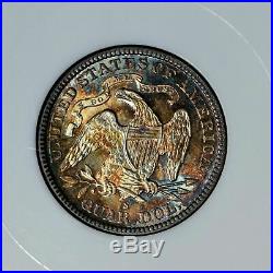 1877-S Seated Liberty Quarter NGC MS61 STUNNING TONING Beautiful Coin