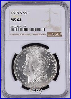 1878-S $1 Morgan Silver Dollar NGC MS64 - Beautiful Coin