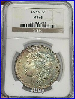 1878-S Morgan Silver Dollar NGC MS63 Beautiful Coin Better Date Nice Toning