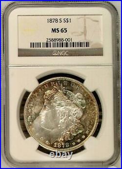 1878-S Morgan Silver Dollar NGC MS 65 End Of Roll Toned, Very Beautiful Coin