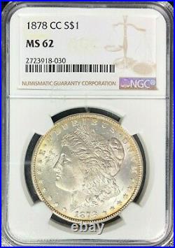 1878-cc Morgan Silver Dollar Ngc Ms 62 Beautiful Coinref#18-030