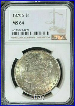 1879-s Morgan Silver Dollar Ngc Ms 64 Beautiful Toned Coin Ref#27-069