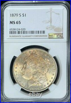 1879-s Morgan Silver Dollar Ngc Ms 65 Beautiful Toned Coin Ref#24-020