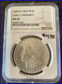 1880/9 S Hot-50 VAM-11 Medium S NGC MS 65 Morgan Silver dollar Beautiful coin