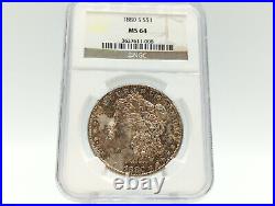 1880-S NGC MS64 Morgan Silver Dollar Beautiful, Unique Toning, Great Coin! 008
