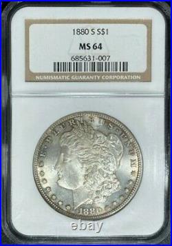 1880-s Morgan Silver Dollar Ngc Ms 64 Beautiful Coin Ref#31-007