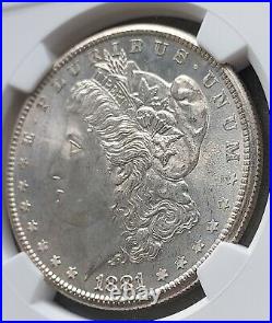 1881 S Morgan Silver Dollar NGC MS66. Beautiful bright white coin