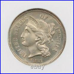 1881 Three cent nickel 3CN NGC PF65 CAC Beautiful coin