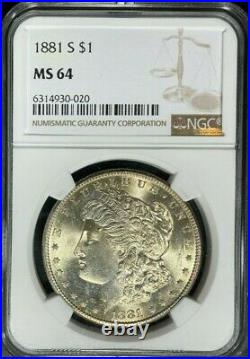 1881-s Morgan Silver Dollar Ngc Ms 64 Beautiful Golden Toned Coin Ref#30-020