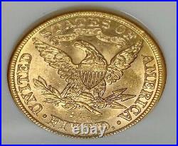 1882 $5. Gold Liberty NGC MS 63 Beautiful Coin