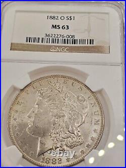 1882-O Morgan Silver Dollar NGC MS-63, silver luster, beautiful coin