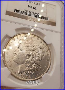 1882-O Morgan Silver Dollar NGC MS-63, silver luster, beautiful coin