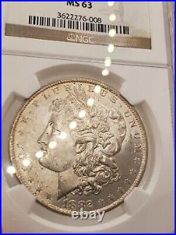 1882-O Morgan Silver Dollar NGC MS-63, silver luster, beautiful coin