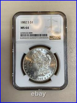 1882-S Morgan Silver Dollar NGC MS64 Beautiful Coin, Full Luster Bright White