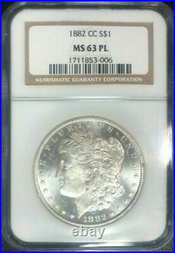 1882-cc Morgan Silver Dollar Ngc Ms 63pl Beautiful Coin Ref#53-006